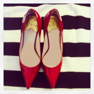 red patent leather high heels